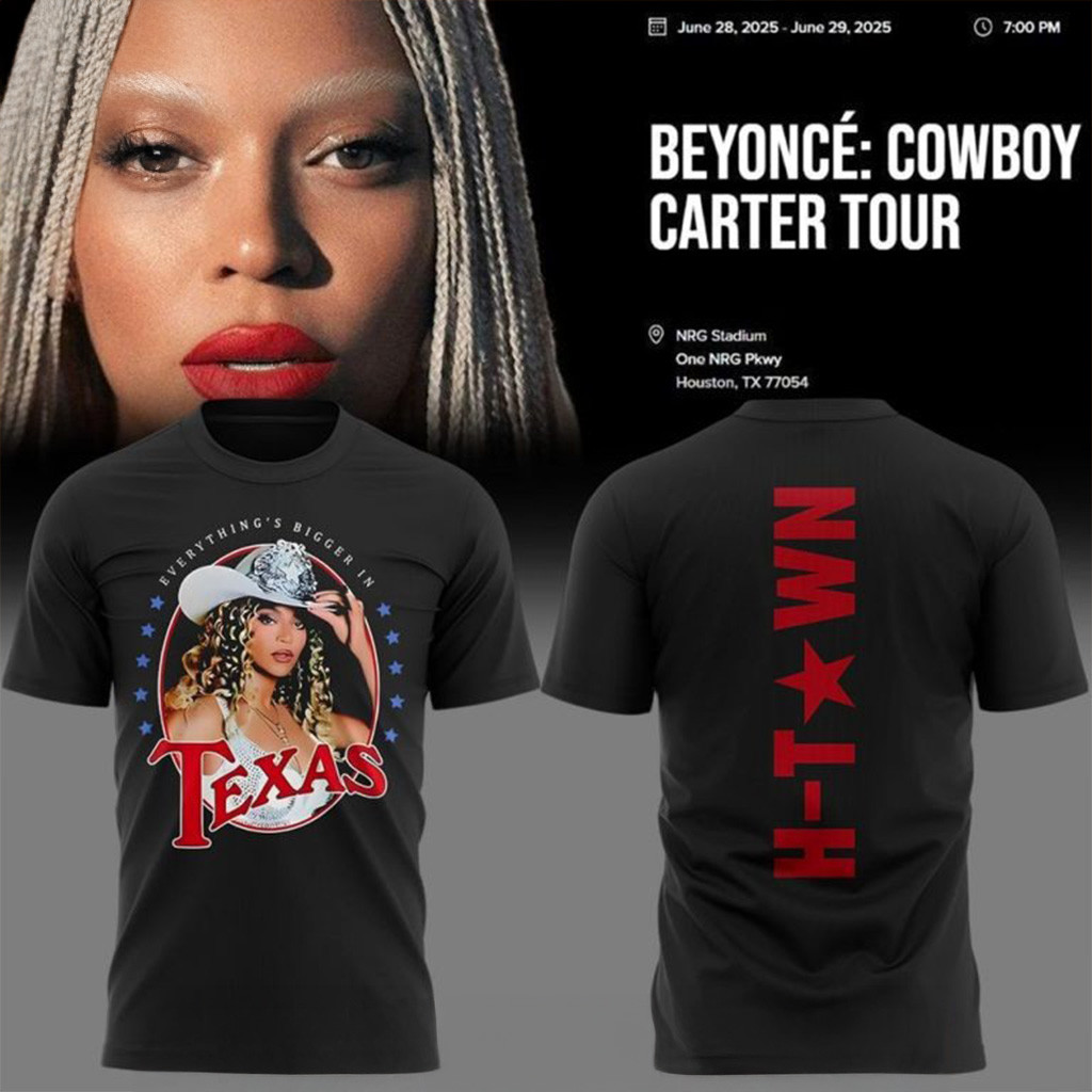 Beyonce x Houston Tour 2025 Black T-Shirt Gift Ideas For Fans-1