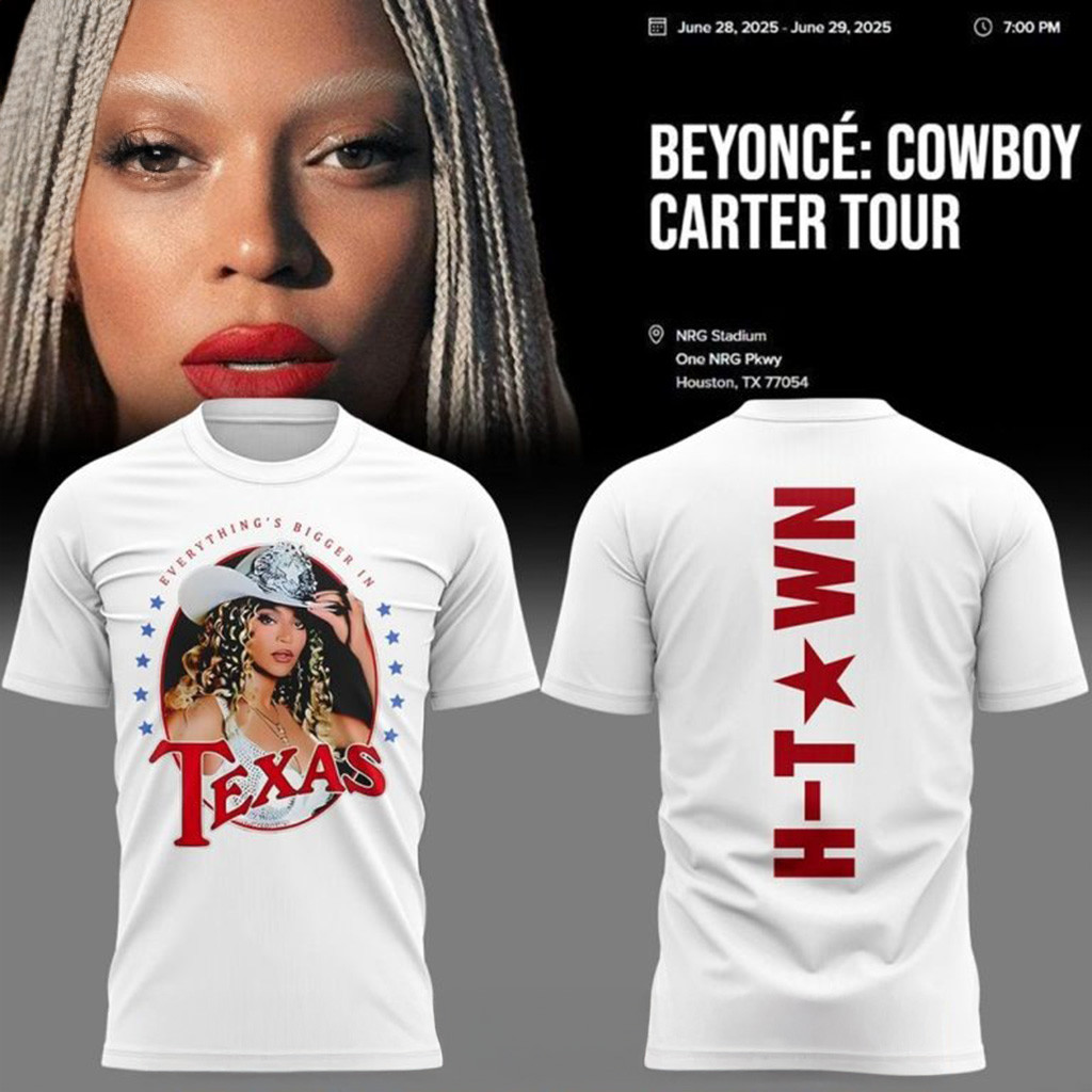 Beyonce x Houston Tour 2025 White T-Shirt Gift Ideas For Fans-1