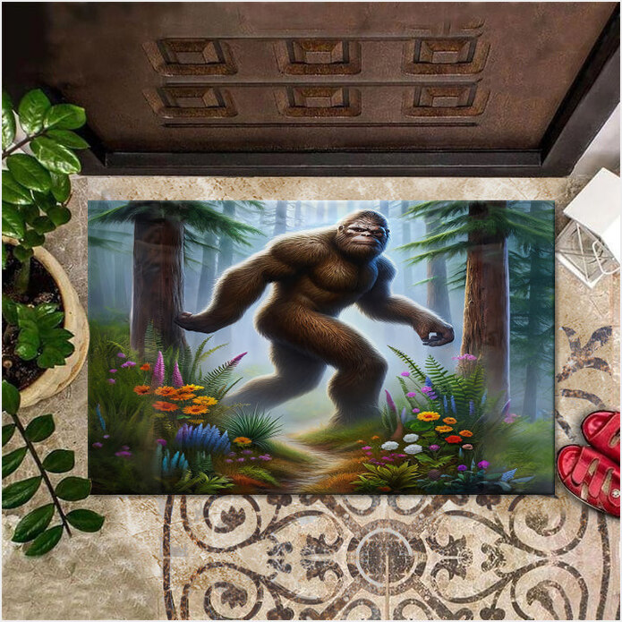 Bigfoot Doormat Funny Sasquatch Welcome Mat Front Door Decorations Birthday Gifts For Besties-1