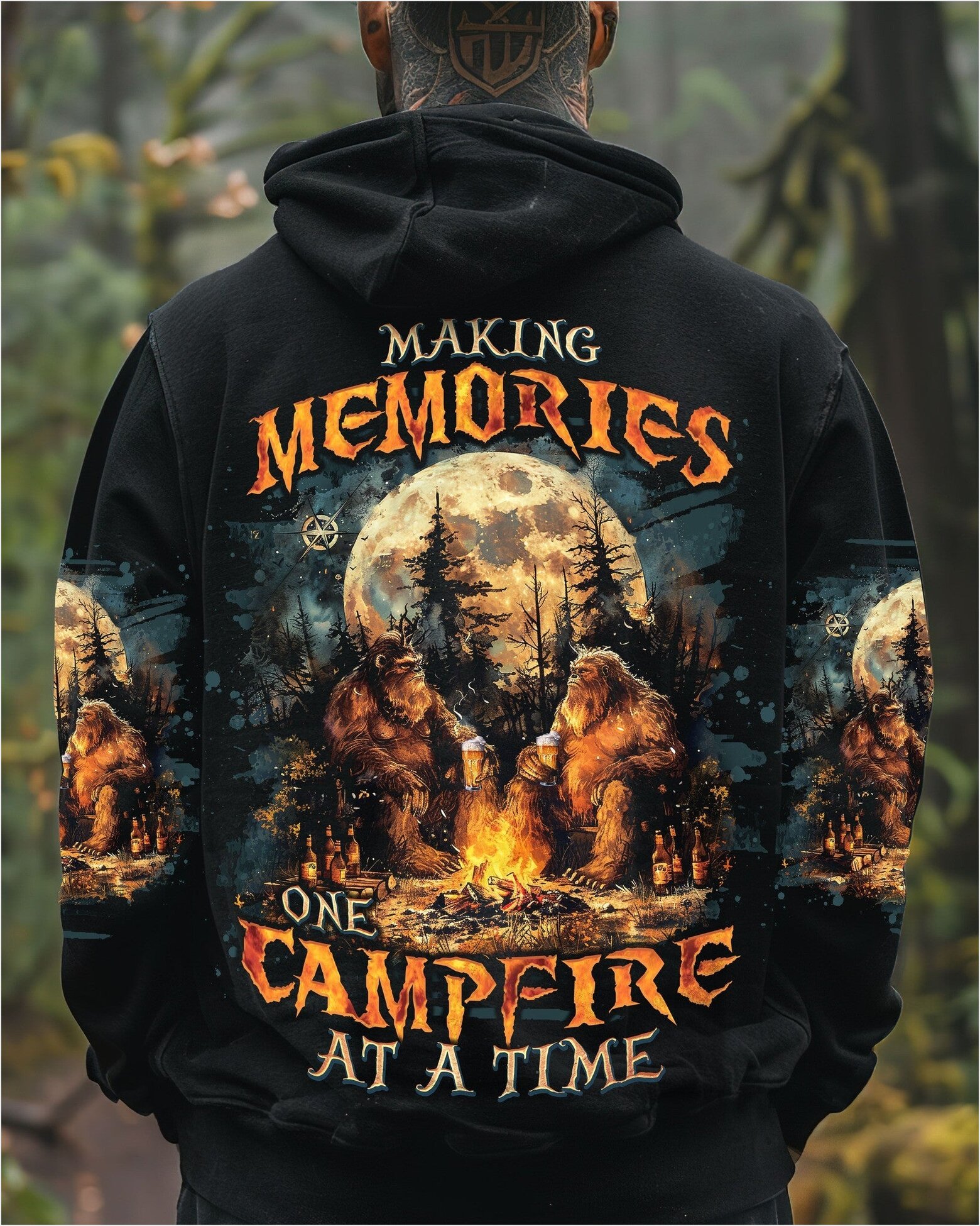 Bigfoot Making Memories One Campfire At A Time Hoodie Camping Lovers Bigfoot Hoodie Gifts-1
