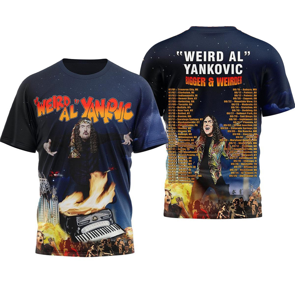 Bigger And Weirder Weird Al Yankovic Tour 2025 Shirt Fan Merch Gifts For Husband-1