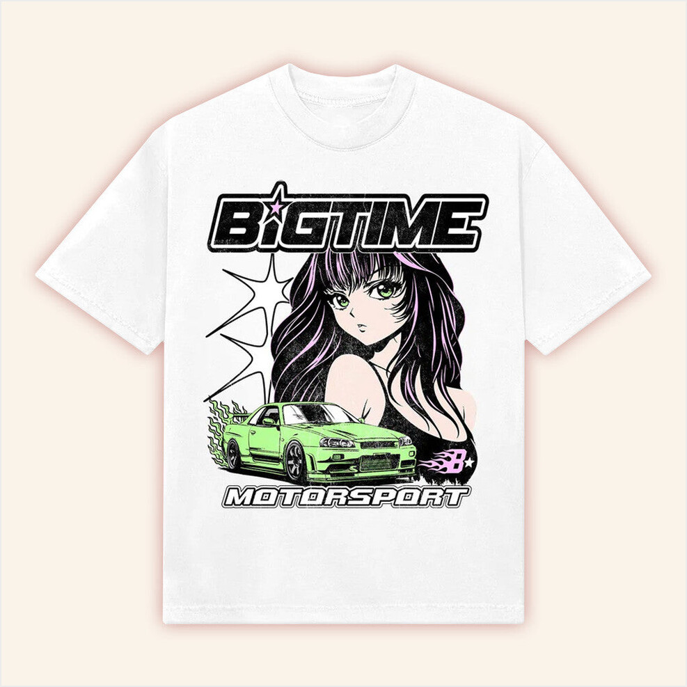 Bigtime Merch Bigtime Motorsport Anime T-Shirt White Best Christmas Gifts Gifts For Friends-1