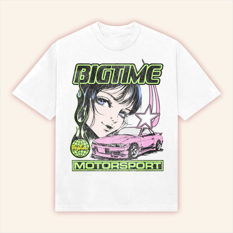 Bigtime Merch Bigtime Motorsport Anime T-Shirt White Gifts For Friends Gifts For Sister-1