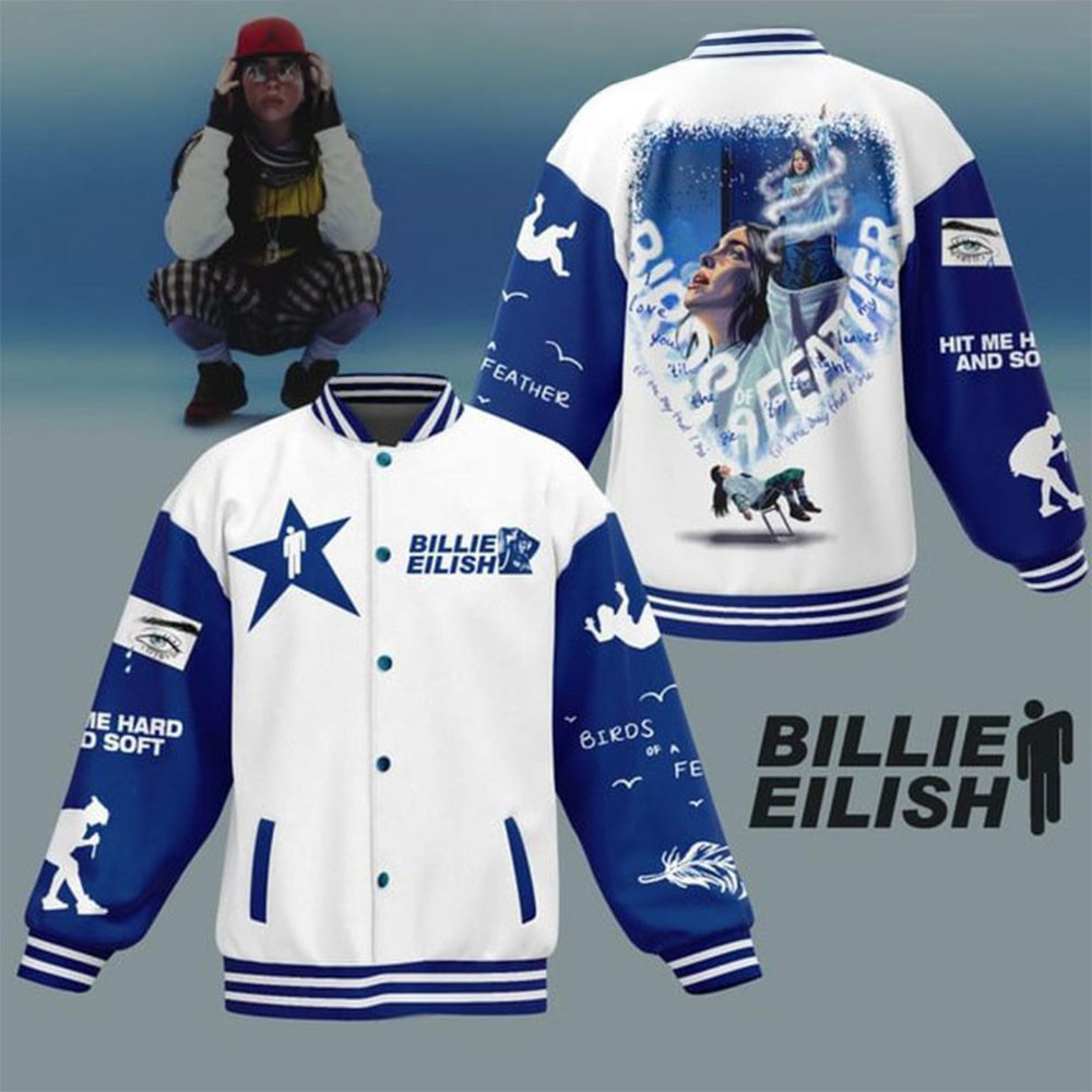 Billie Eilish Bird Feather Hit Me Hard And Soft Baseball Jacket Gifts For Music Lovers-1