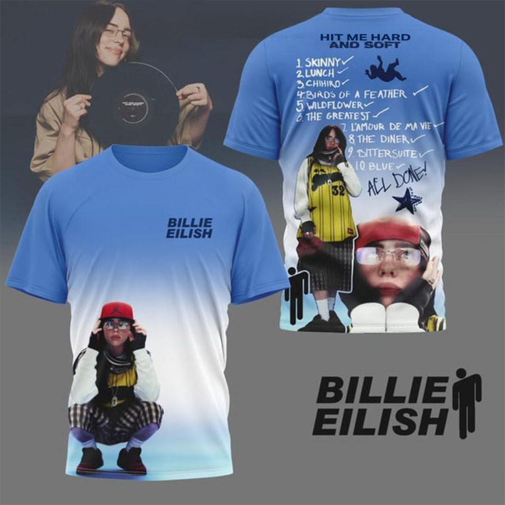 Billie Eilish Hit Me Hard And Soft Skinny Lunch All Song T-Shirt Gifts For Music Fans-1