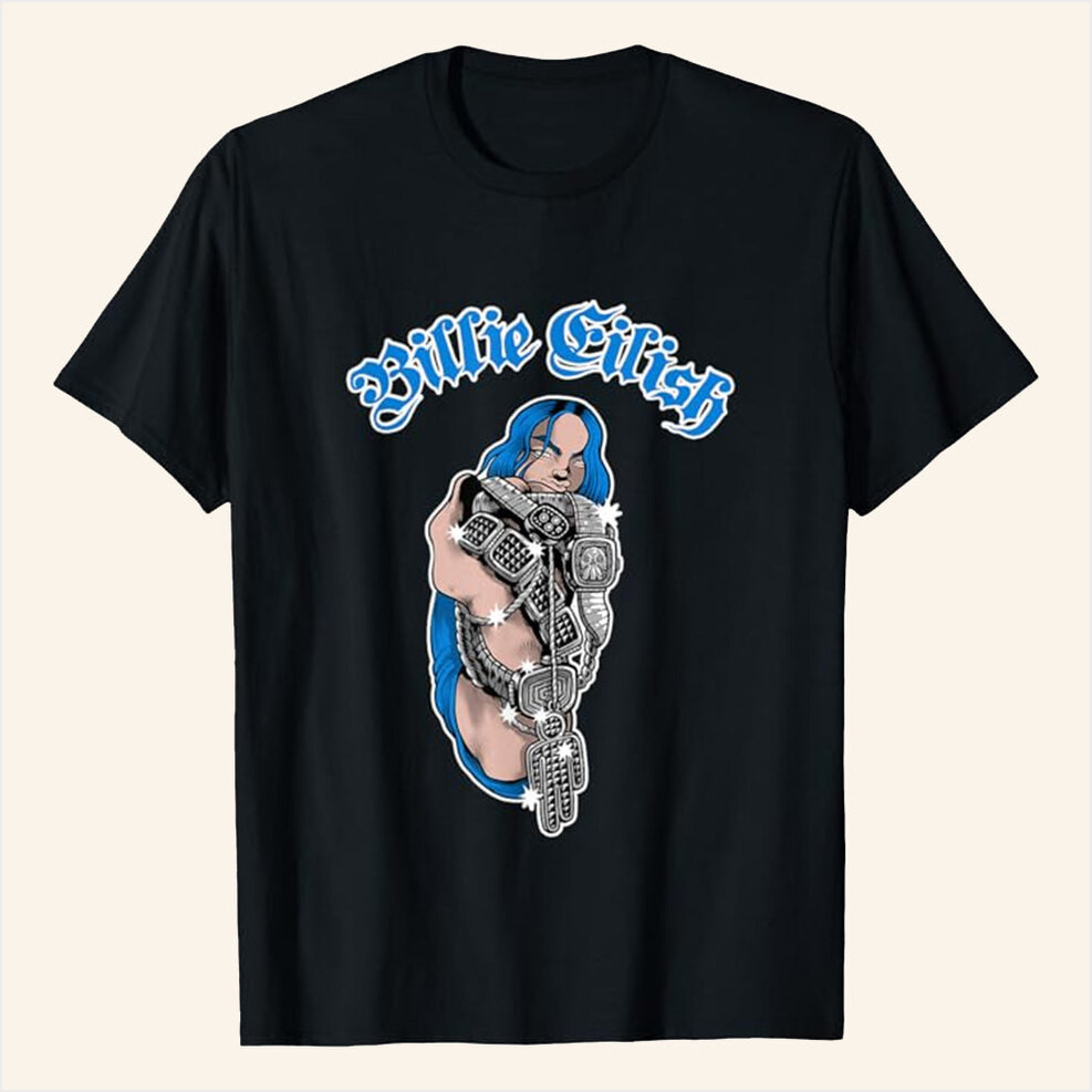 Billie Eilish Merch Bling T-Shirt Best Gifts For Music Lovers Birthday Gifts For Fans-1