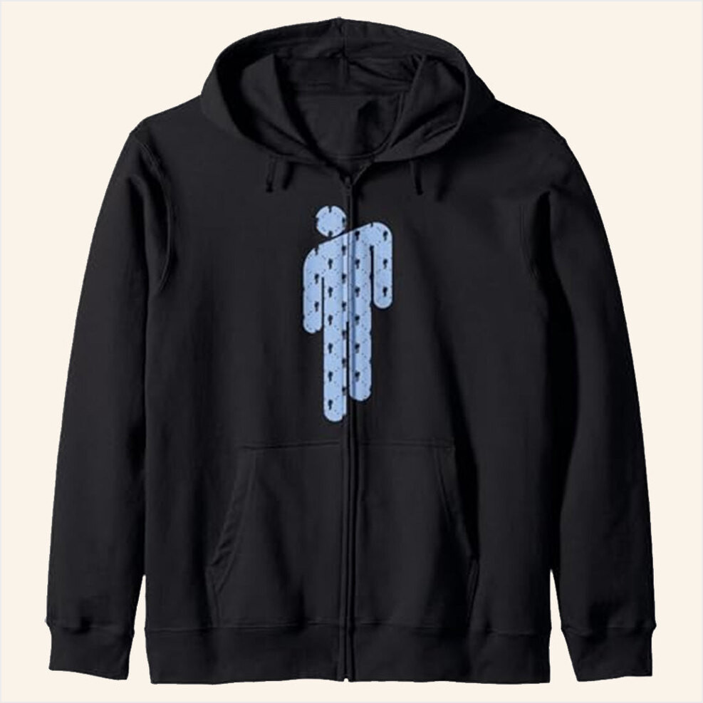 Billie Eilish Merch Blue Blohsh Zip Hoodie Unique Gifts For Music Lovers Birthday Gifts For BFF-1