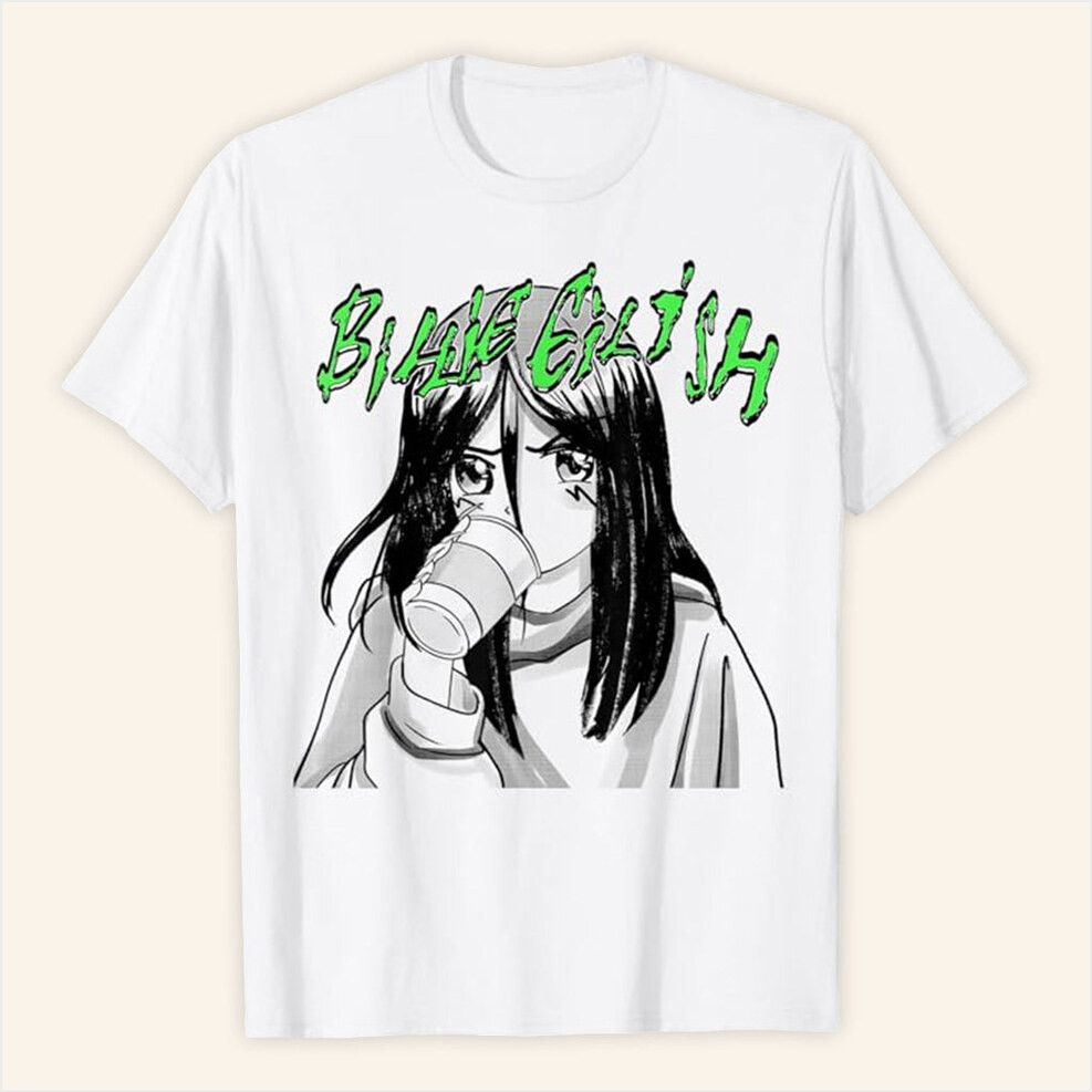 Billie Eilish Merch Coffee Animated T-Shirt Gifts For Friends Birthday Gifts For Him-1