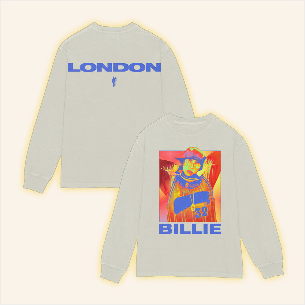 Billie Eilish Merch Dual Photo London Black T-Shirt Him Gifts Birthday Gifts For Besties-1