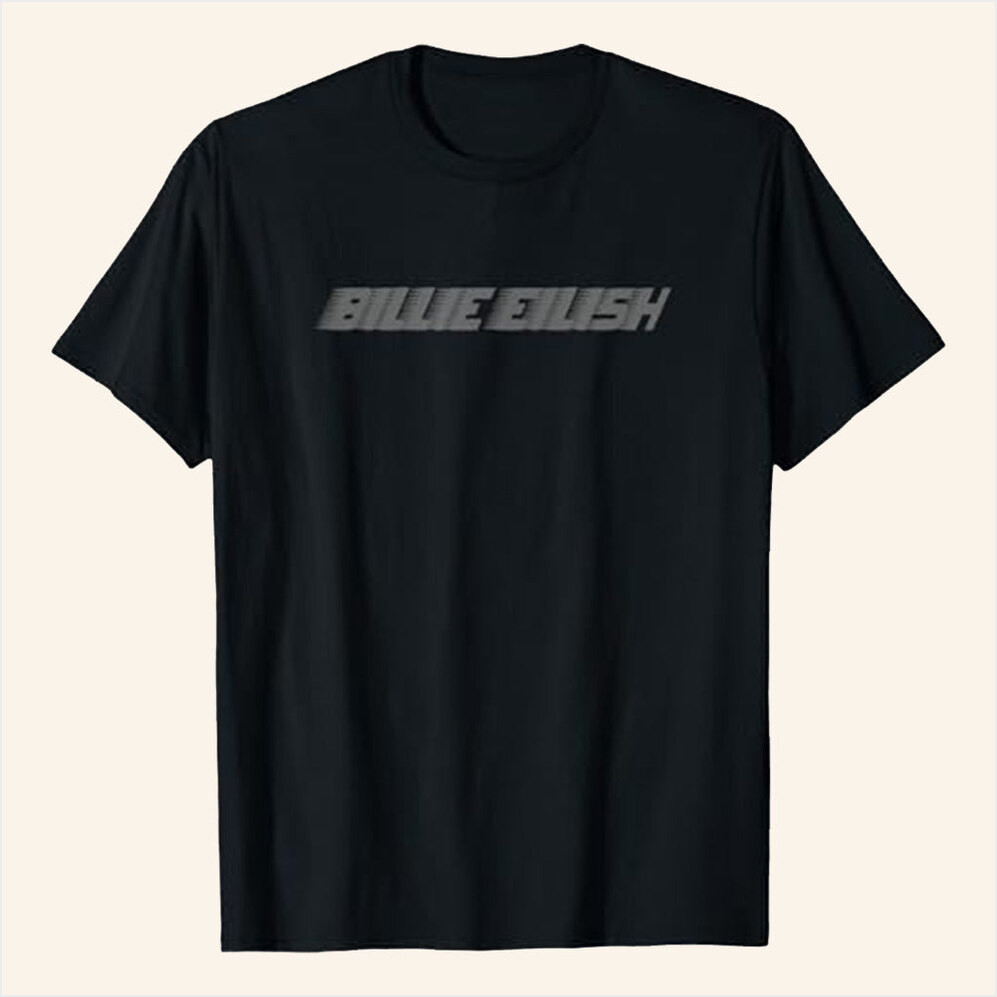 Billie Eilish Merch Grey Billie Logo T-Shirt Unique Gifts For Music Lovers Gifts For Fans-1
