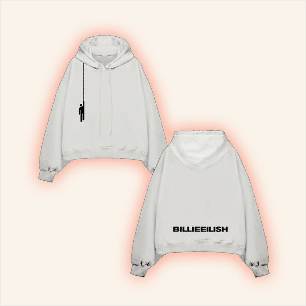 Billie Eilish Merch Hanging Blohsh White Hoodie Birthday Gifts For Besties Gifts For Brother-1