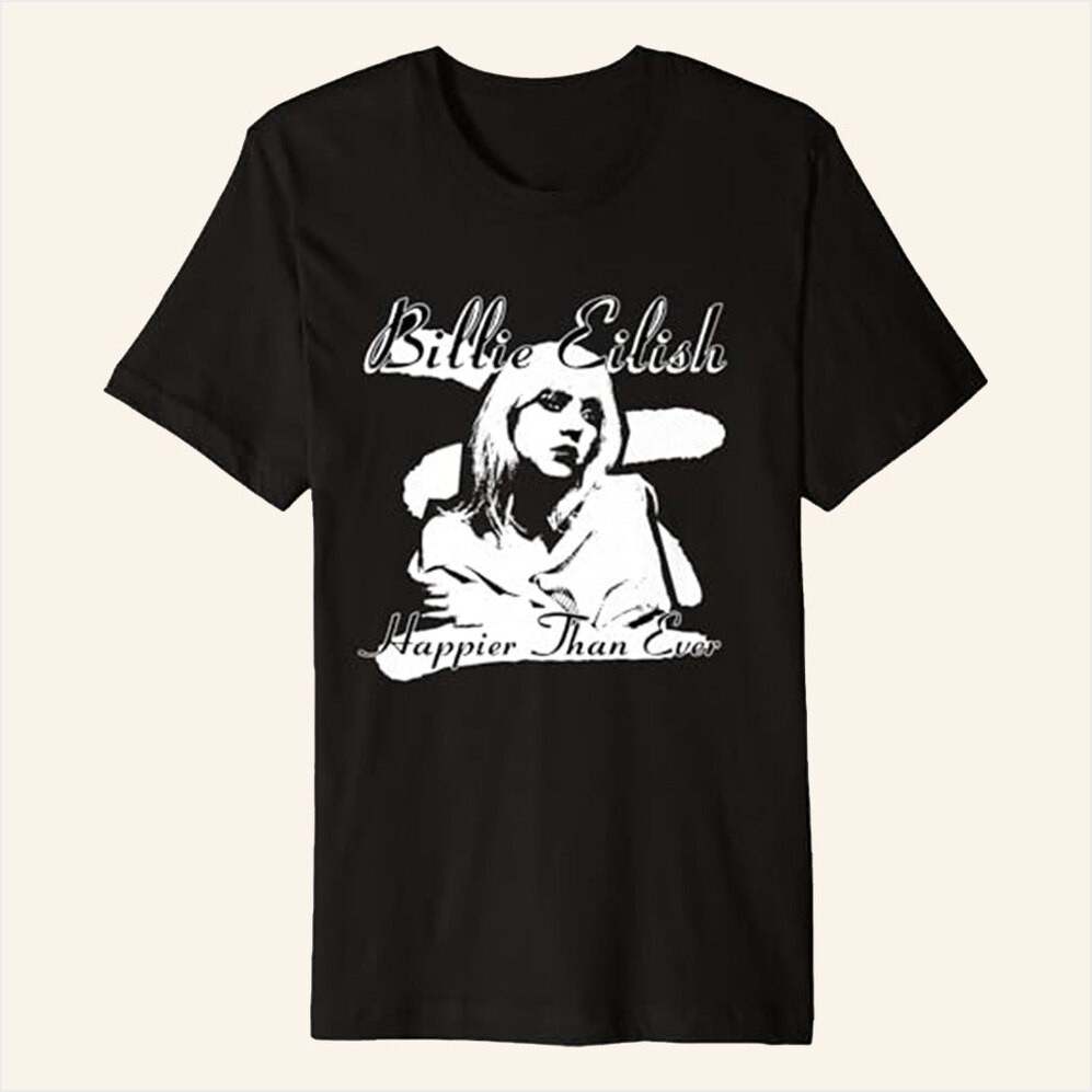 Billie Eilish Merch Happier Than Ever Black T-Shirt Gifts For Music Fans Gifts For Fans-1