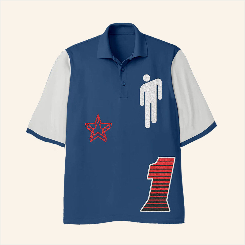 Billie Eilish Merch Hit Me Hard And Soft Tour 2025 Blohsh Racer 1 Blue Polo Shirt Him Gifts-1