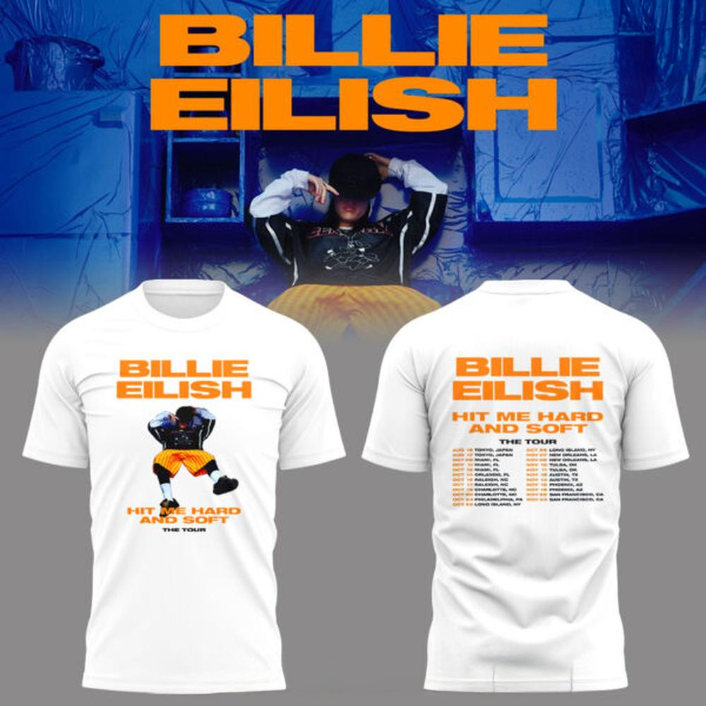 Billie Eilish Tour Music Concert 2025 White Shirt Father's Day Gifts Gifts For Music Lovers-1