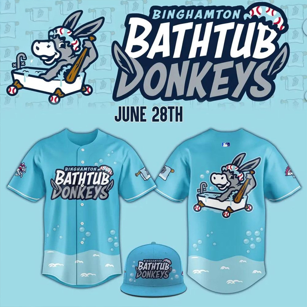 Binghamton Rumble Ponies Bathtub Donkeys Baseball Jersey Best Gifts For Baseball Fans-1