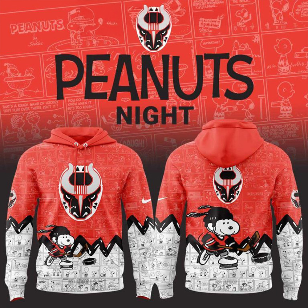 Birmingham Bulls 75Th Anniversary Snoopy Peanuts Hoodie Best Gifts For Hockey Fans-1