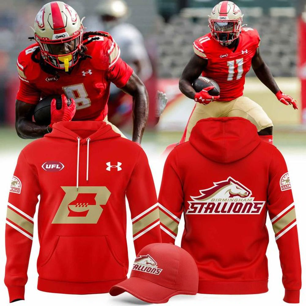 Birmingham Stallions Football 2025 Special Red Hoodie Birmingham Stallions Merch Dad Gifts-1