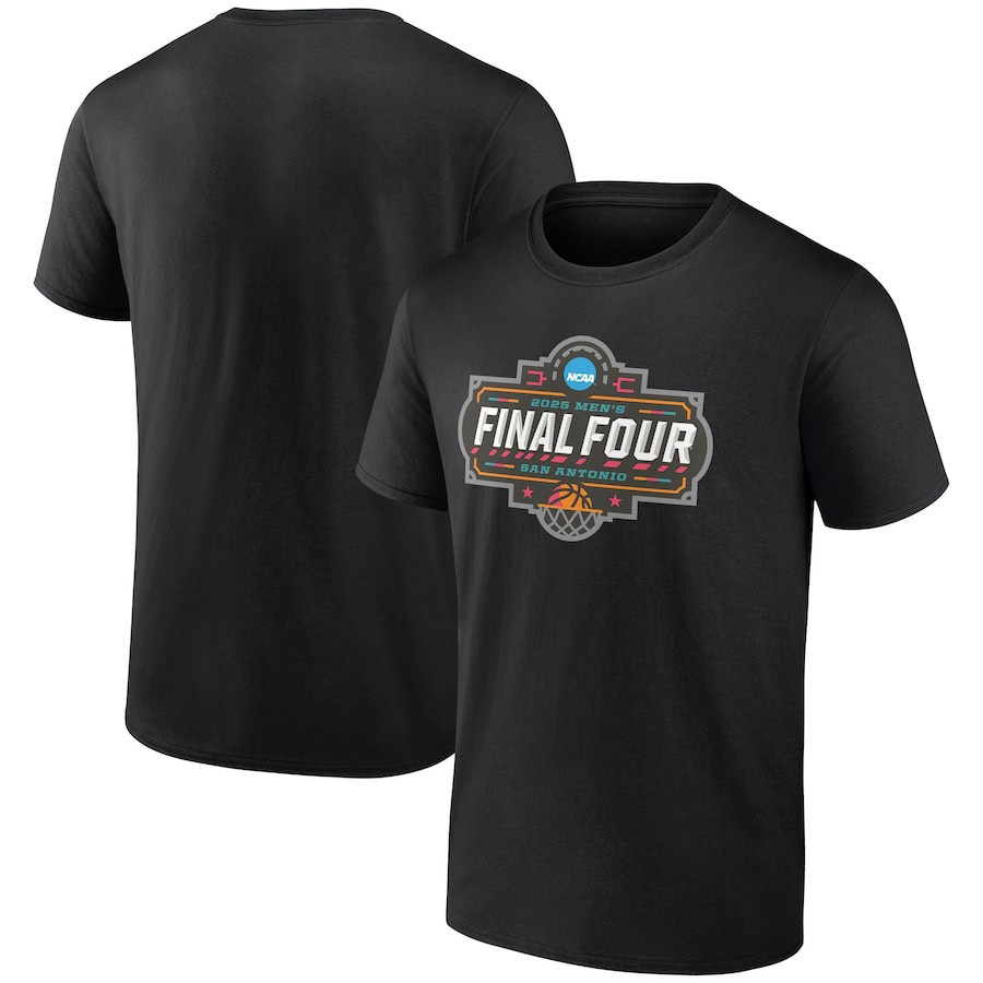 Black 2025 NCAA Men's Basketball Tournament March Madness Final Four T-Shirt For Fans-1