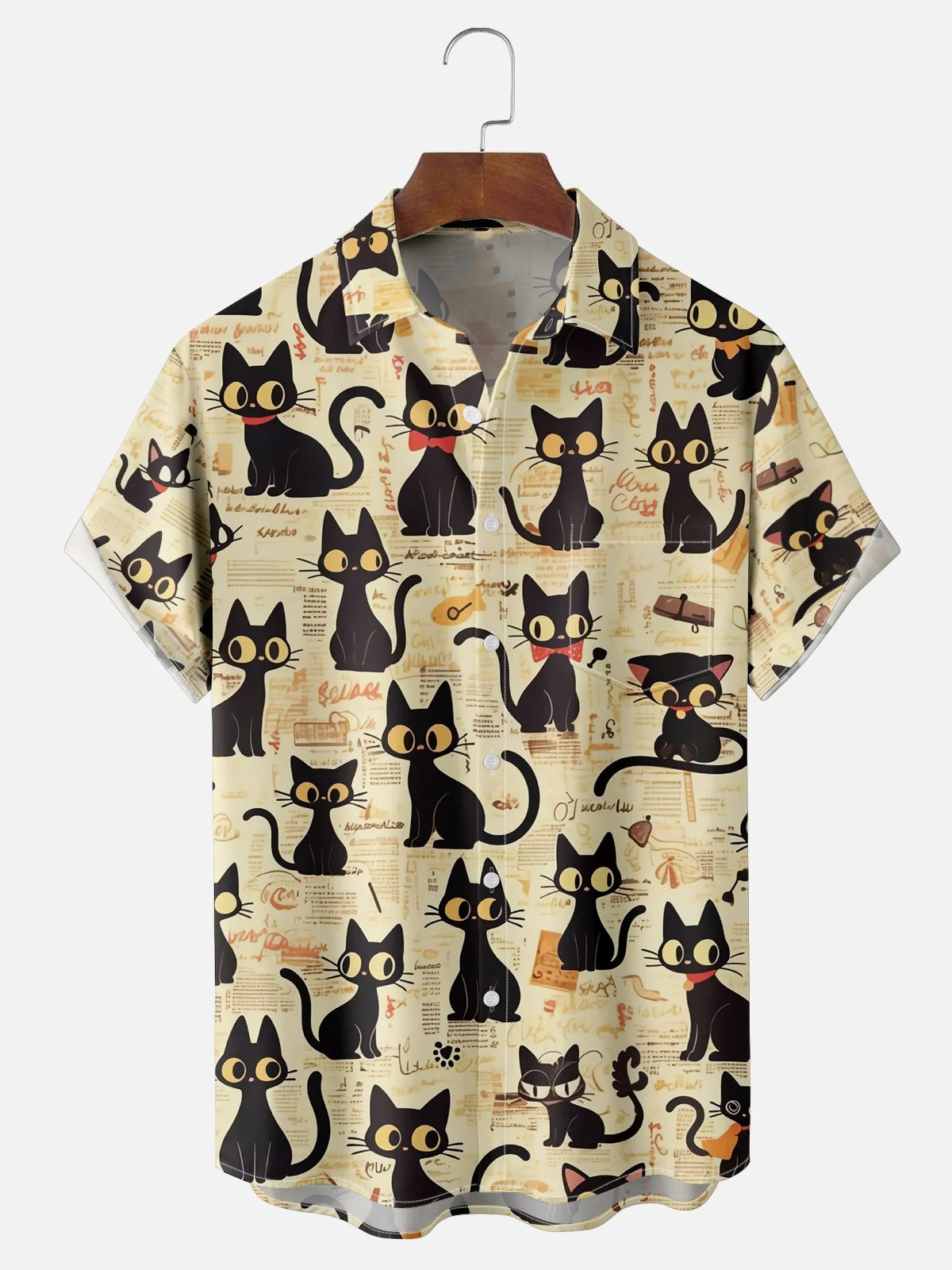 Black Cats Chest Pocket Casual Shirt-1
