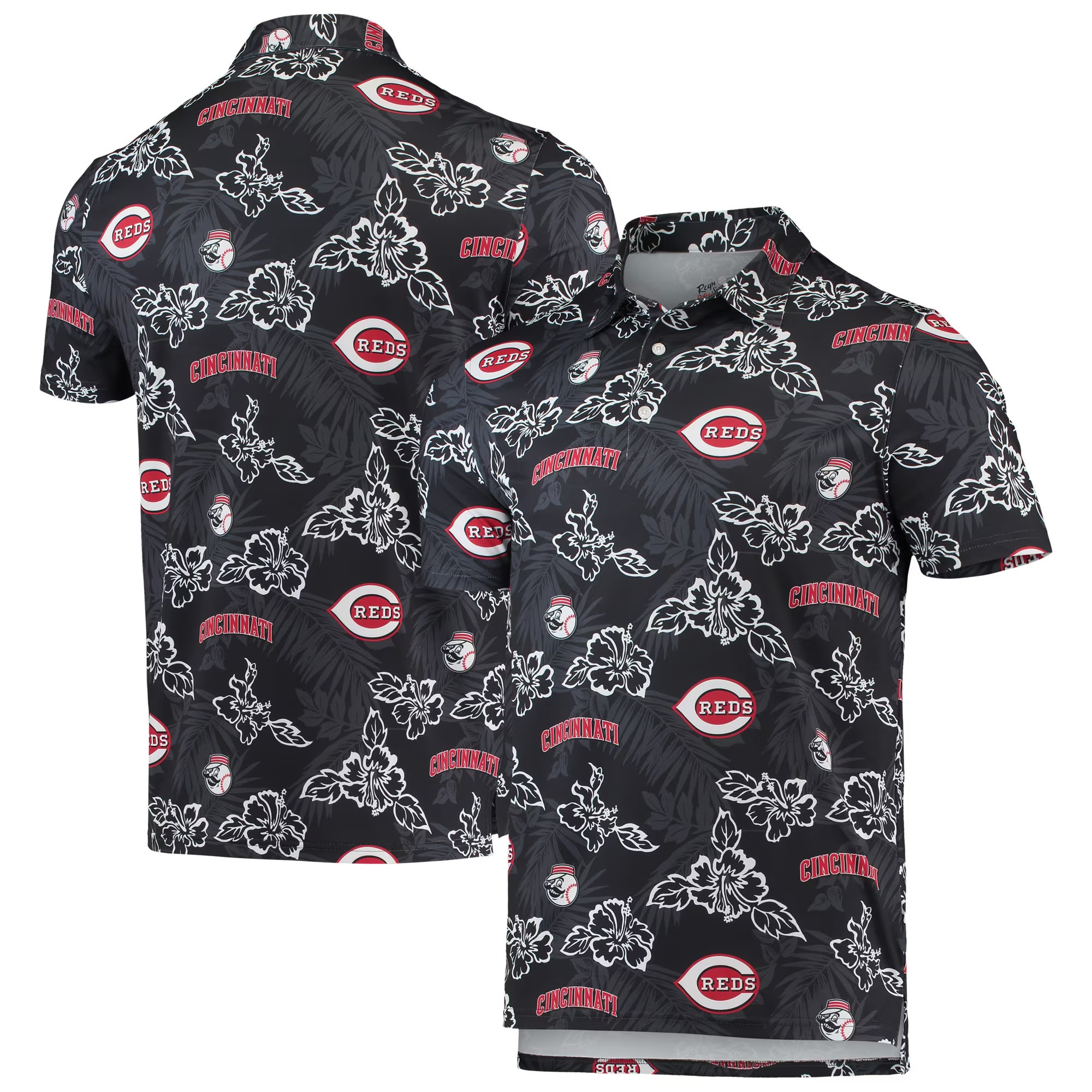 Black Cincinnati Reds Polo Shirt MLB Aloha Shirt Meaningful Father's Day Gifts-1