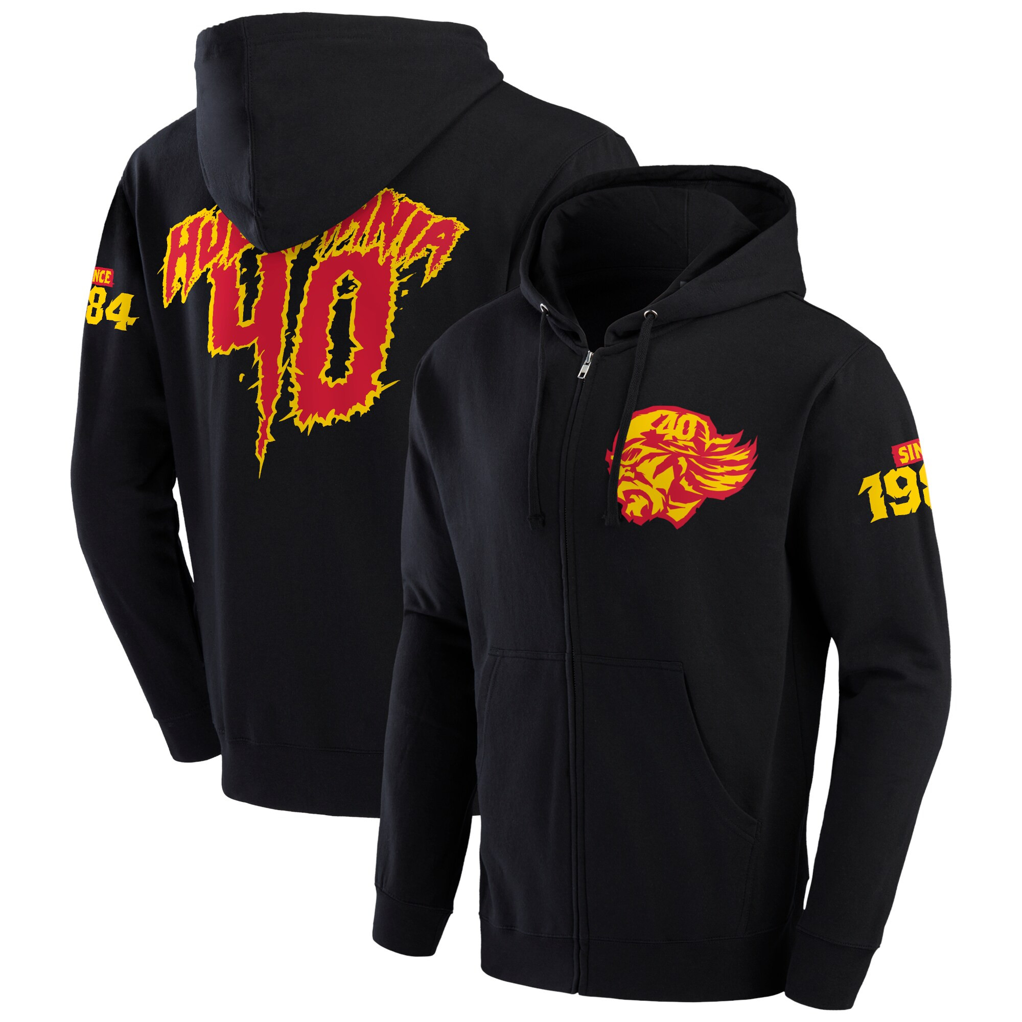 Black Hulk Hogan 40 Years Fullzip Hoodie Hulk Hogan Merch-1
