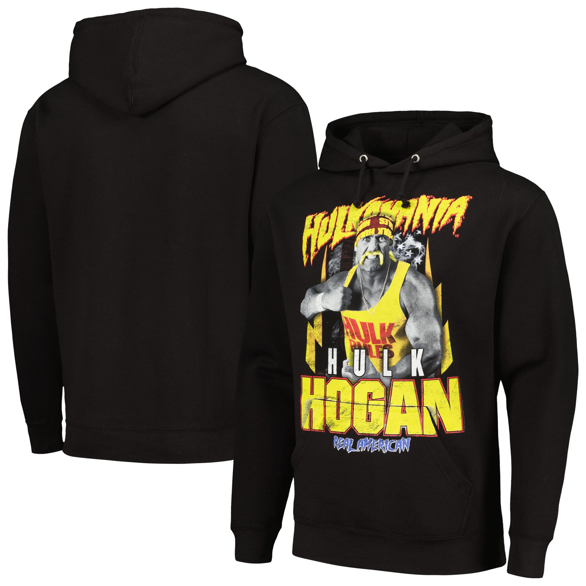 Black Hulk Hogan Real American Fleece Pullover Hoodie Hulk Hogan Merch-1