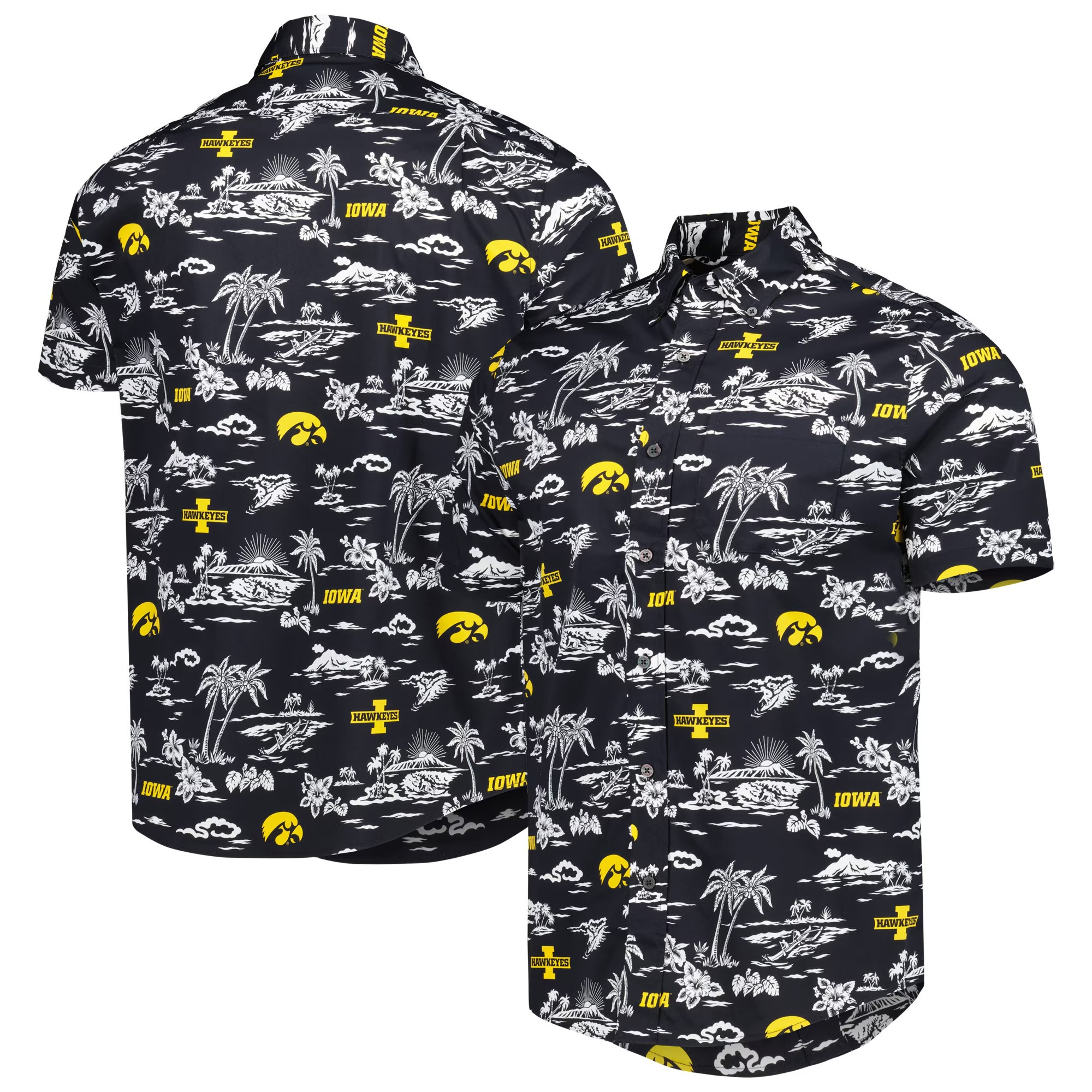 Black Iowa Hawkeyes Hawaiian Shirt NCAA Aloha Shirt Fathers Day Delivery Gifts For Football Fan-1