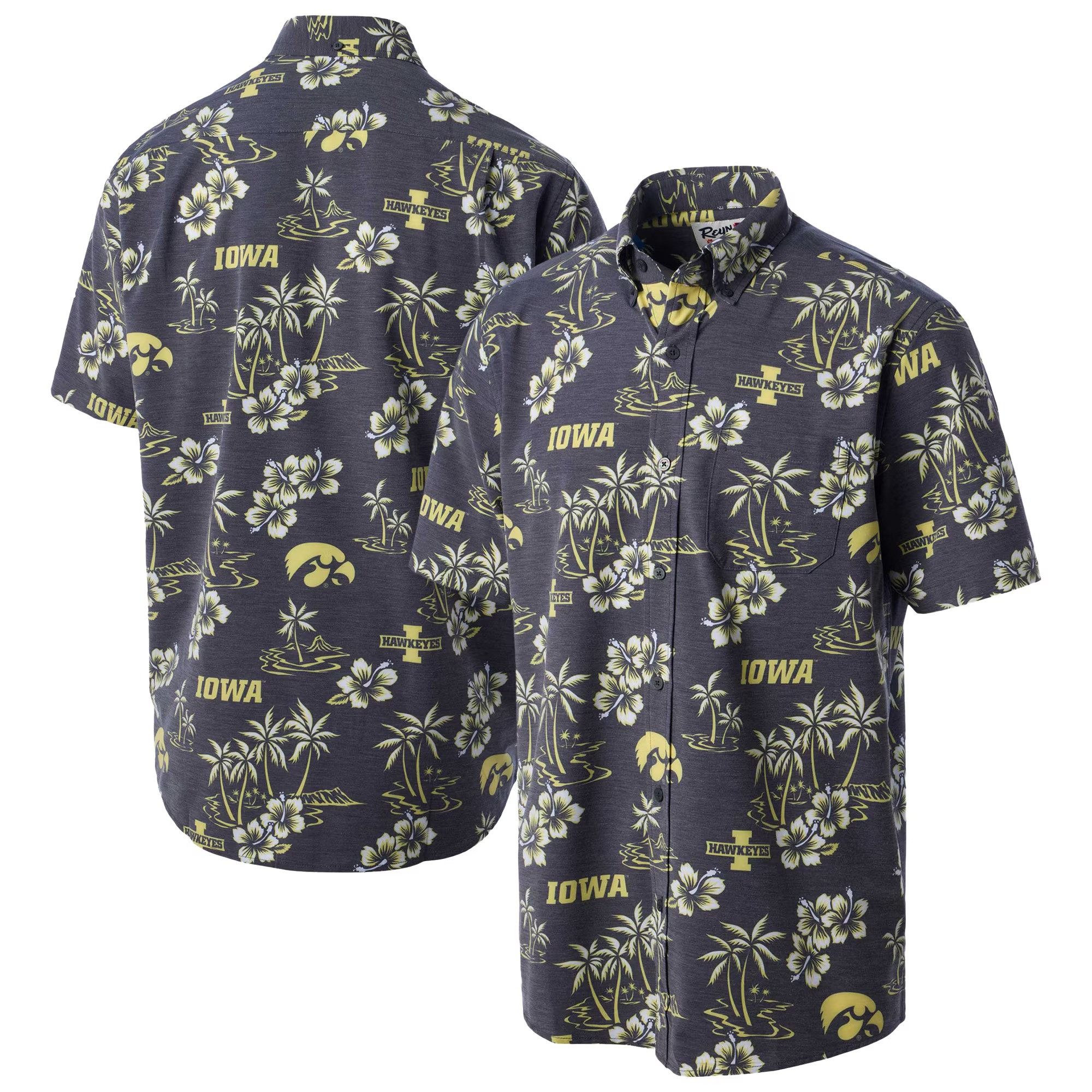 Black Iowa Hawkeyes Hawaiian Shirt NCAA Aloha Shirt Father's Day Present Ideas For Football Fan-1