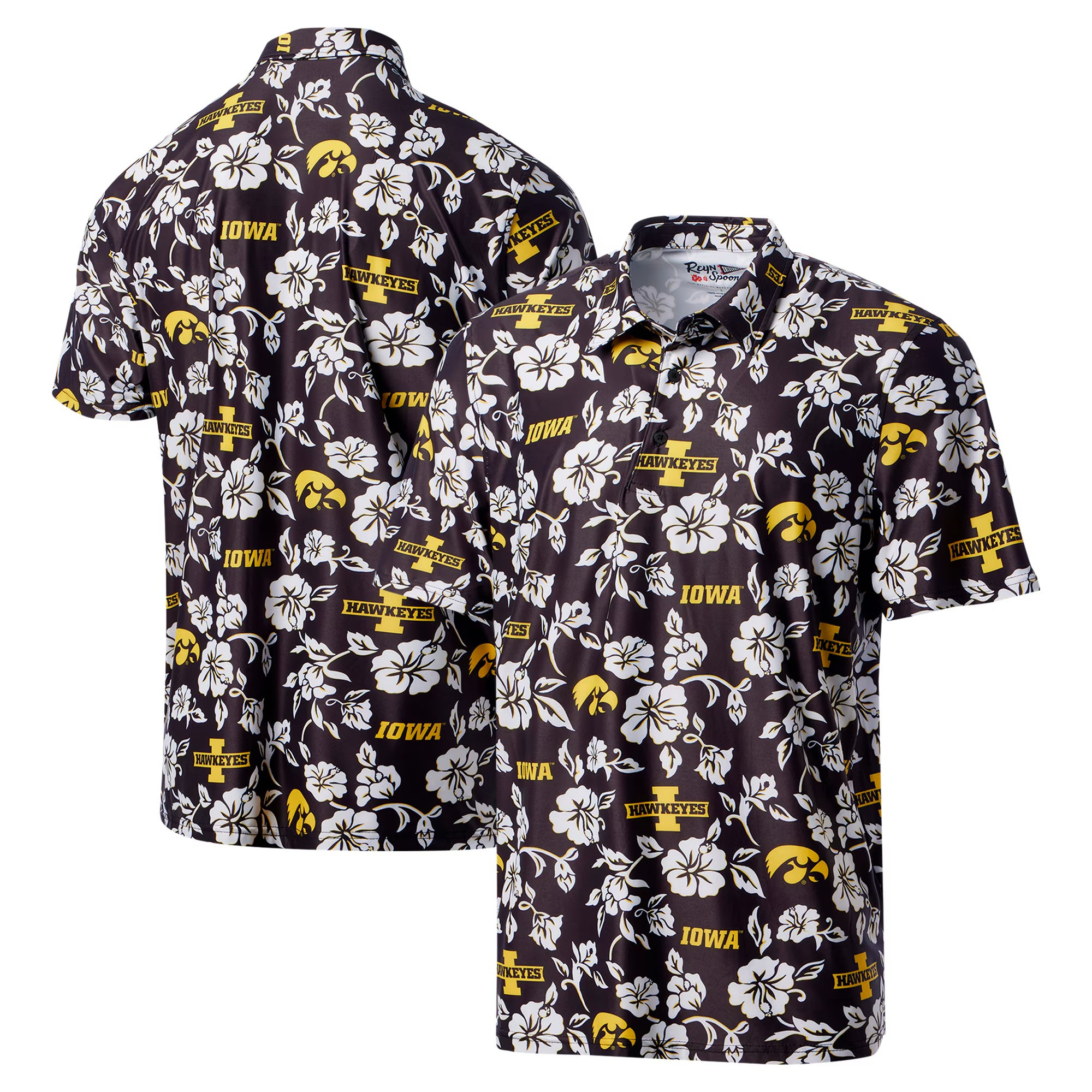 Black Iowa Hawkeyes Polo Shirt NCAA Aloha Shirt Football Lovers Father's Day Gifts For Husband-1