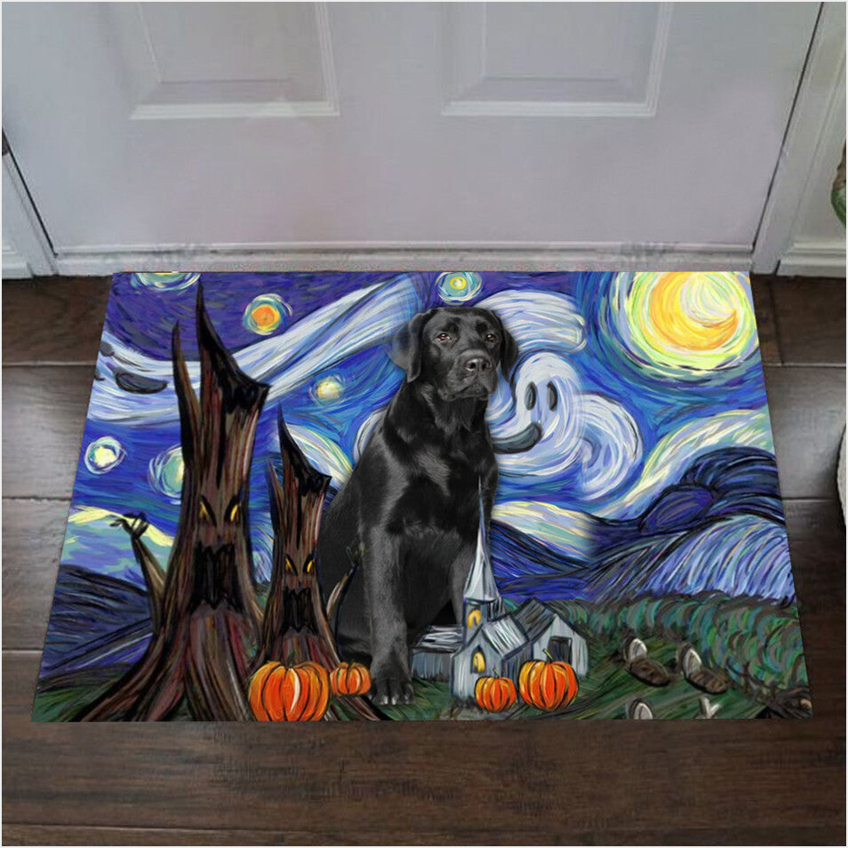 Black Labrador Retriever Starry Night Poster Dog Lover Front Door Halloween Decoration Ideas-1