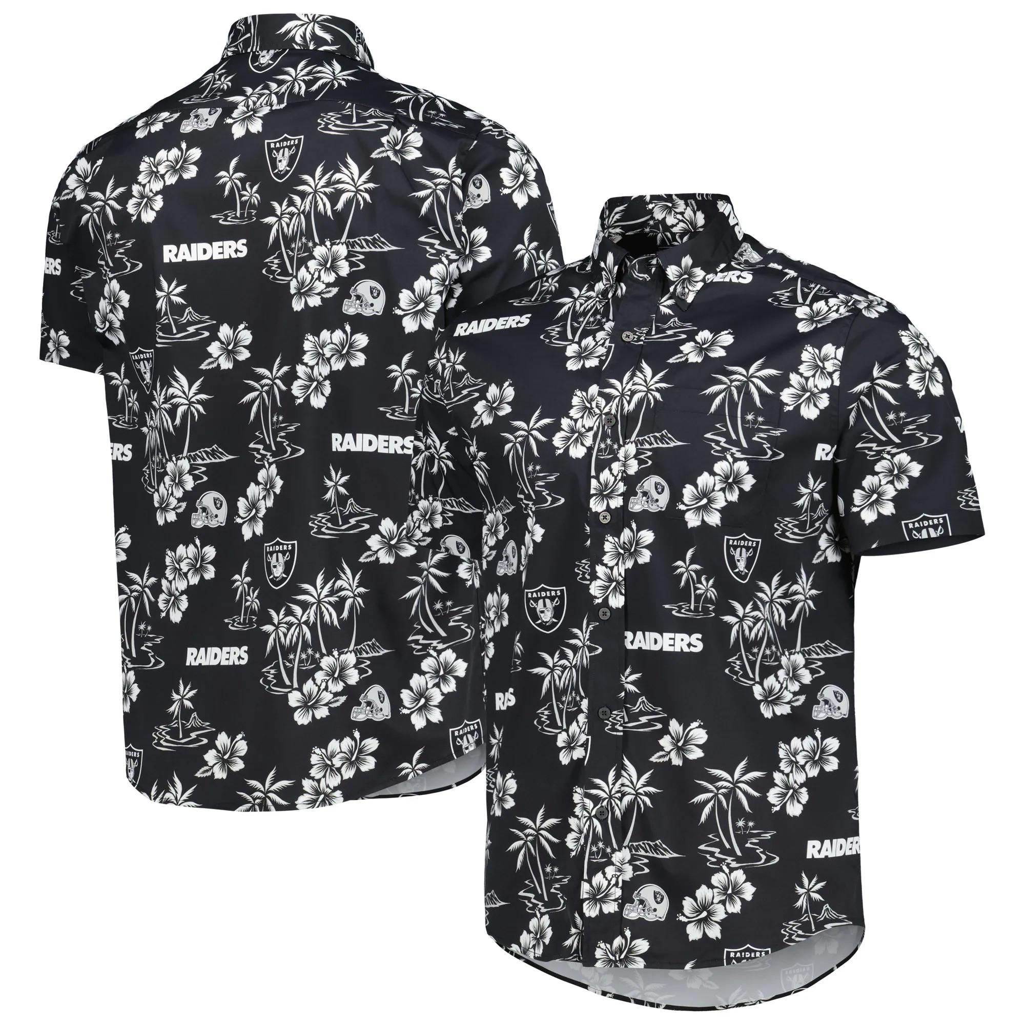 Black Las Vegas Raiders Hawaiian Shirt NFL Aloha Shirt Sentimental Father's Day Gifts-1