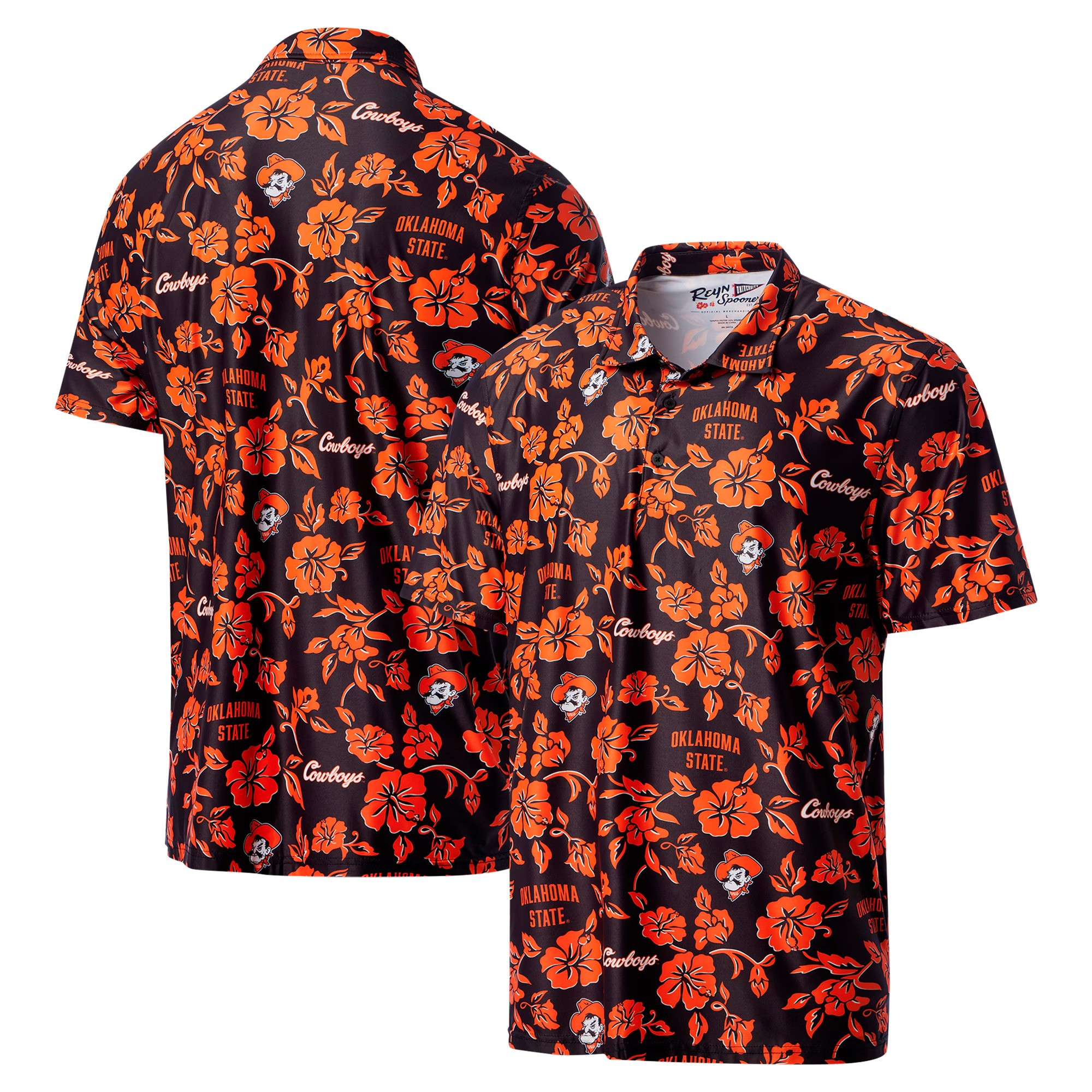 Black Oklahoma State Cowboys Polo Shirt NCAA Aloha Shirt Cool Gifts For Dad For Football Fans-1