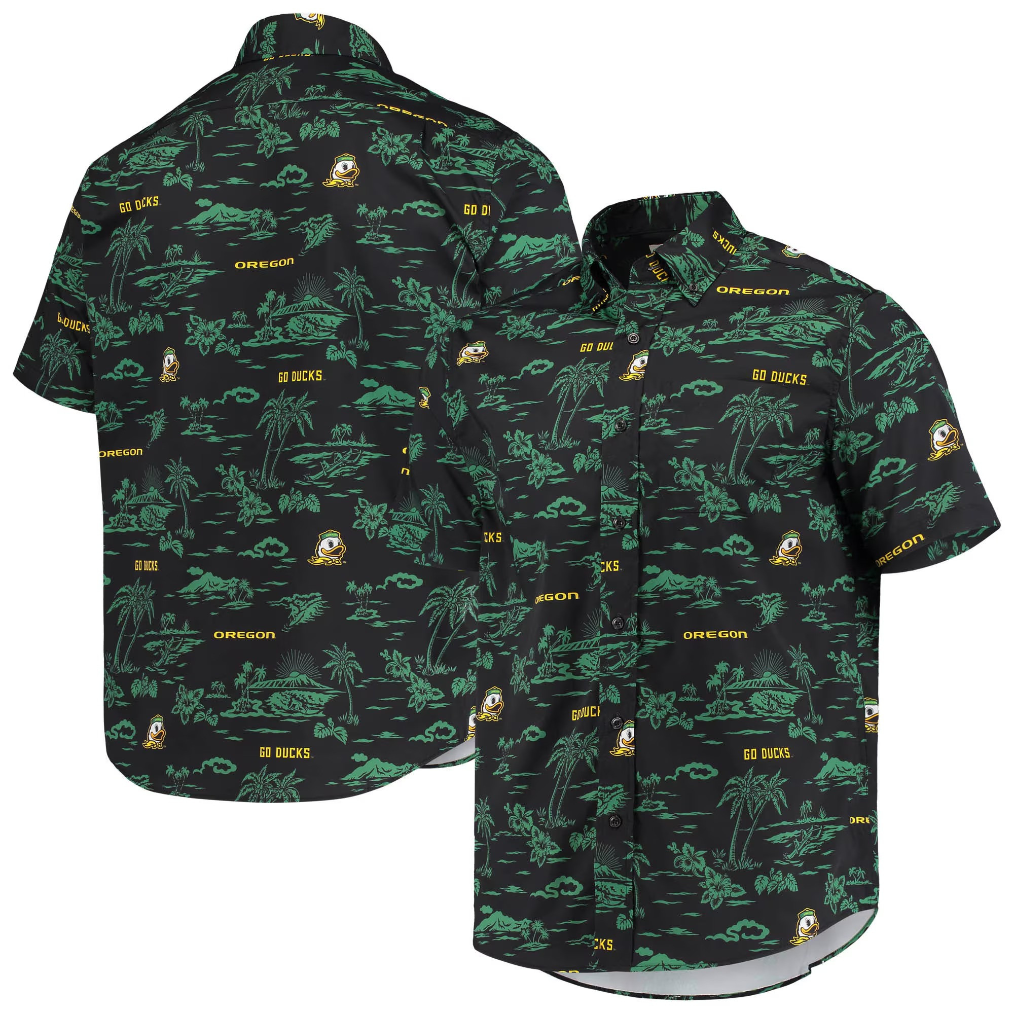 Black Oregon Ducks Hawaiian Shirt NCAA Aloha Shirt Top Father's Day Gifts For Football Fans-1