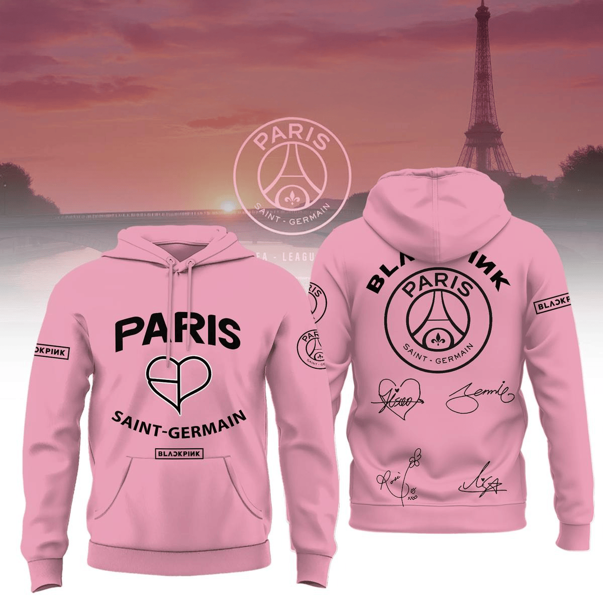 Black Pink X Paris Saint Germain Hoodie Fan Merch Gifts For Girlfriend-1 Black Pink X Paris Saint Germain Hoodie Fan Merch Gifts For Girlfriend-1