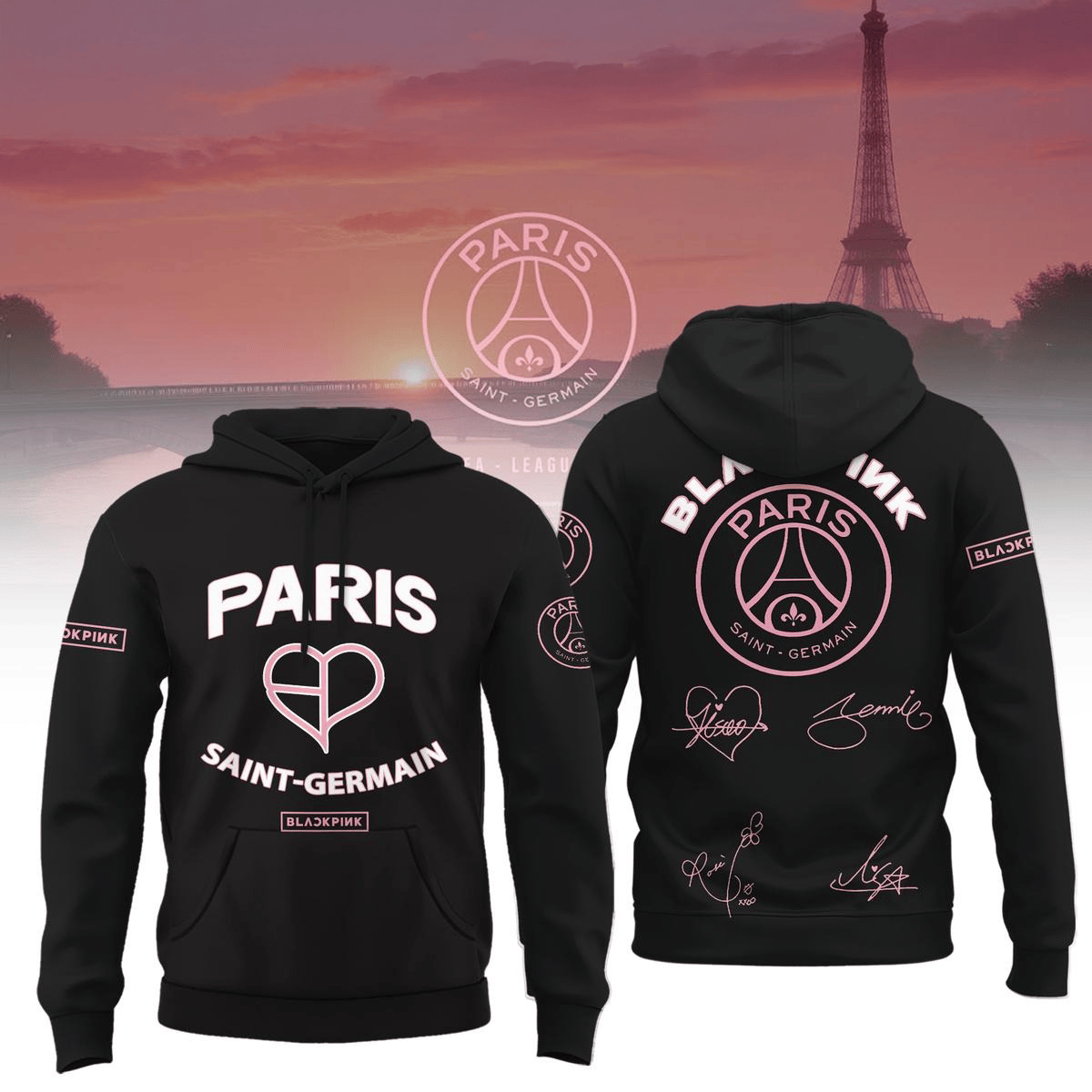 Black Pink X Paris Saint Germain Hoodie Fan Merch Gifts For Wife-1