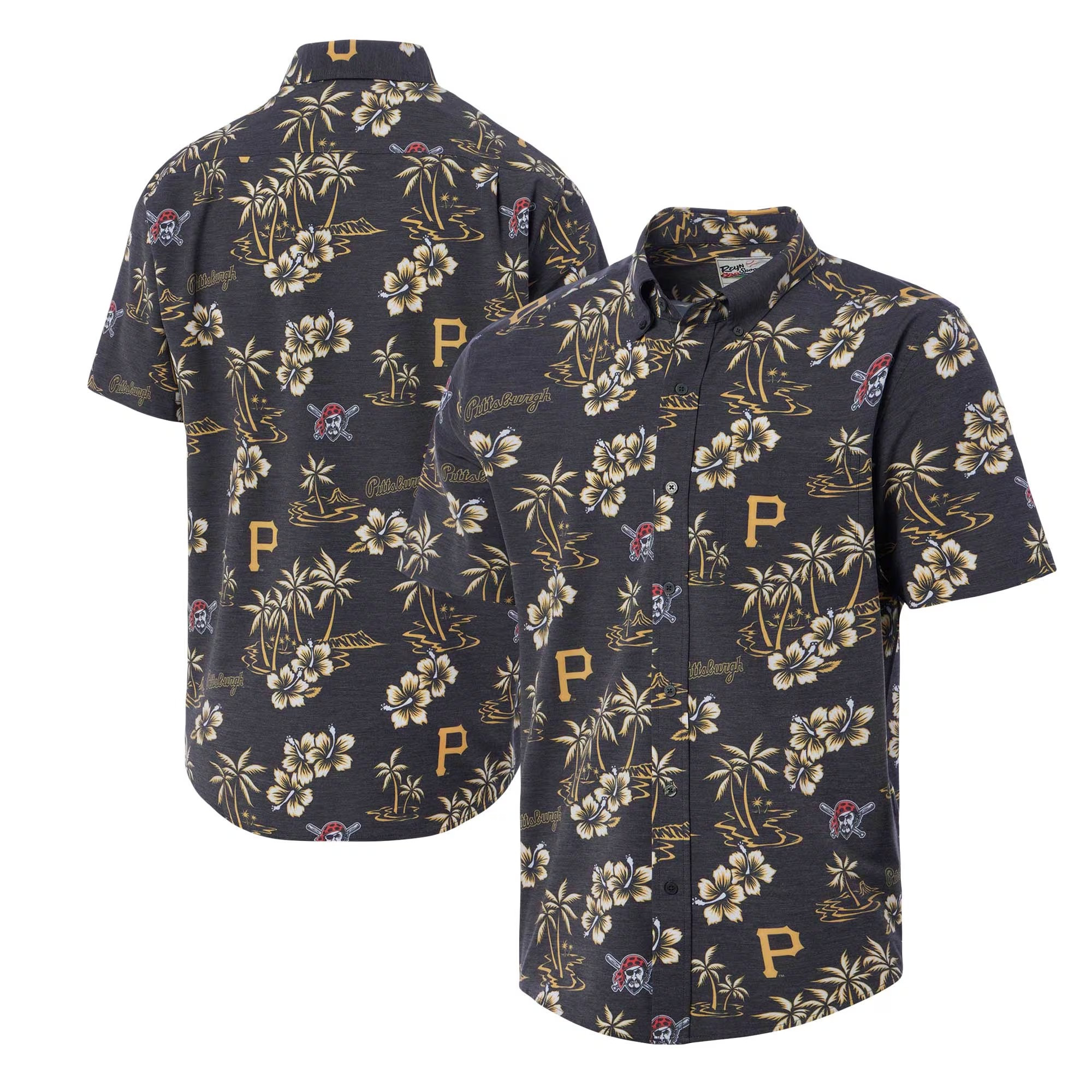 Black Pittsburgh Pirates Hawaiian Shirt MLB Aloha Shirt Top Father's Day Gifts For Baseball Fans-1