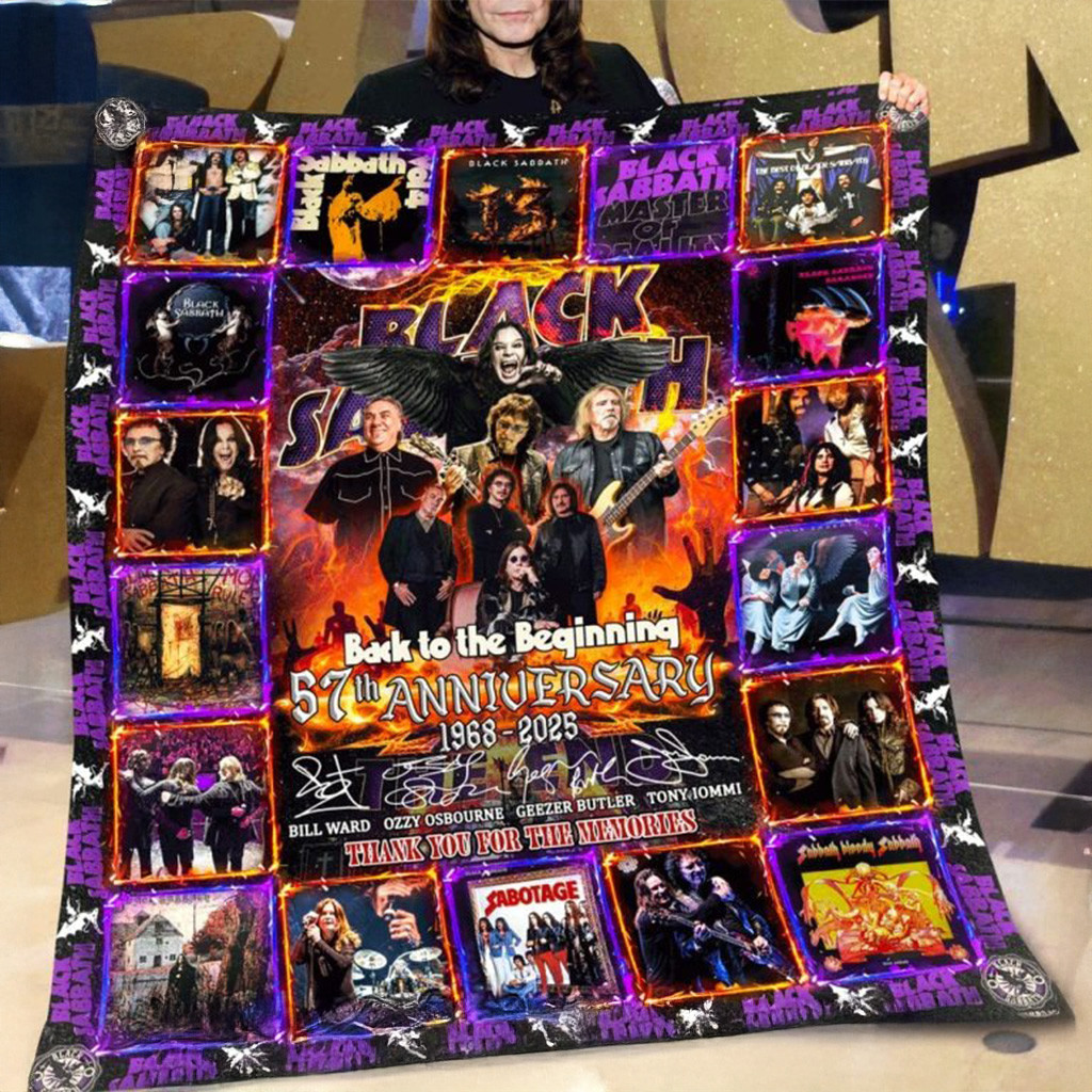 Black Sabbath 57th Anniversary 1968-2025 Thank You For The Memories Fleece Blanket Fan Merch-1