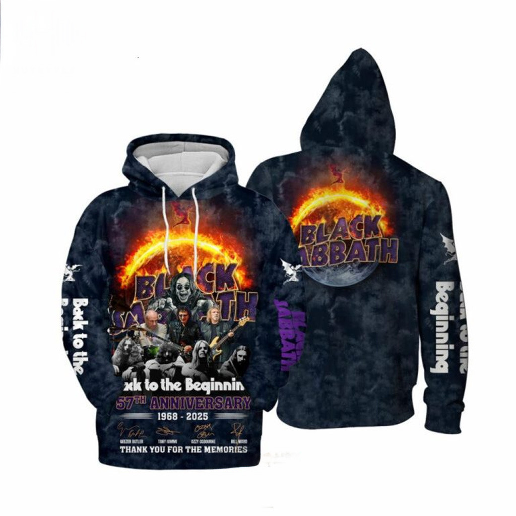 Black Sabbath Back To The Beginning 57th Anniversary 1968-2025 Thank You For The Memories Hoodie-1