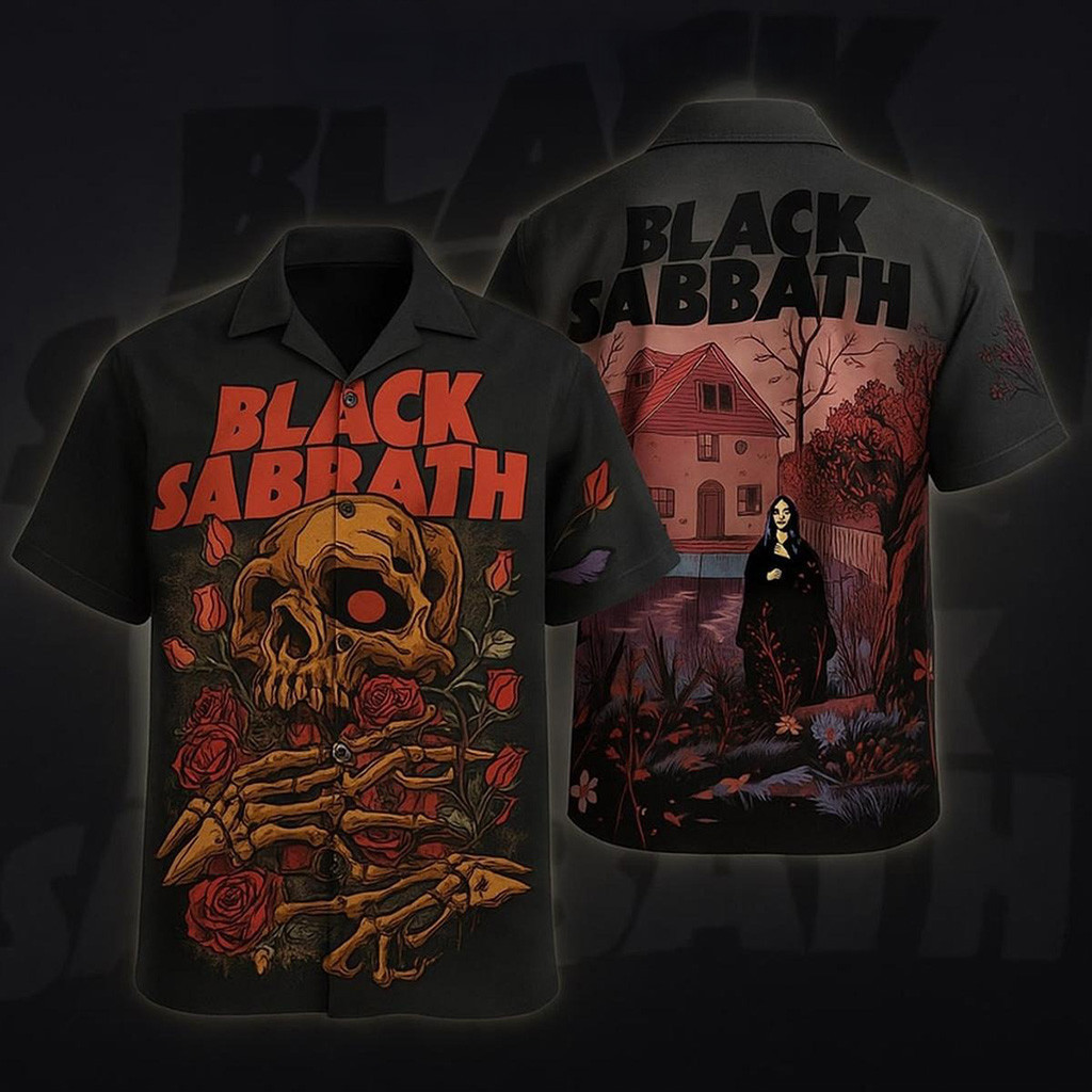 Black Sabbath Rose Skull 2025 Hawaiian Shirt Fan Merch Best Gifts For Him-1