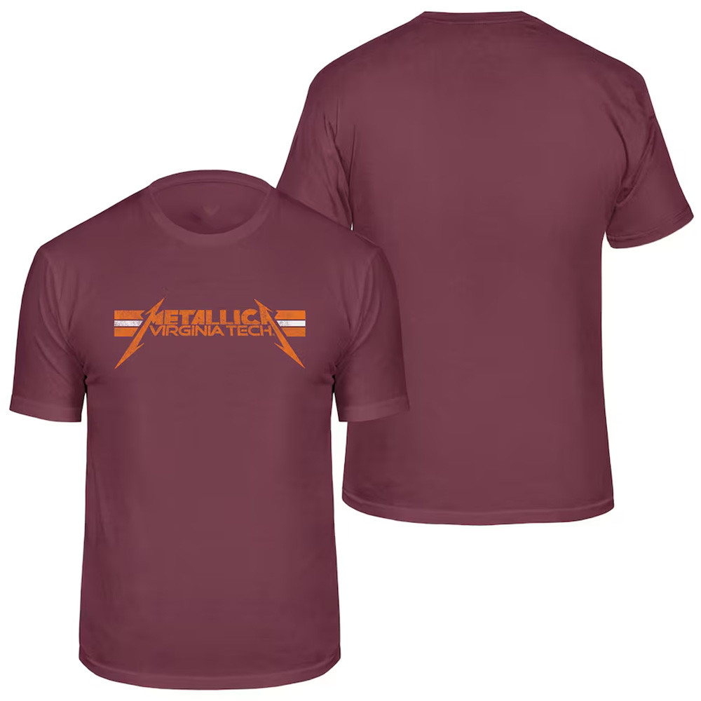 Black Virginia Tech Hokies Metallica T-Shirt Gifts For Music Enthusiasts-1