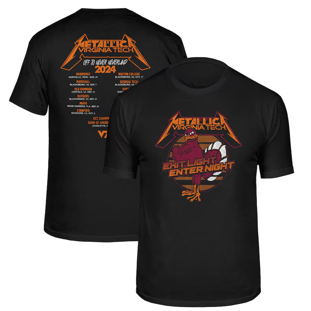 Black Virginia Tech Hokies Metallica T-Shirt Gifts For Music Fans-1