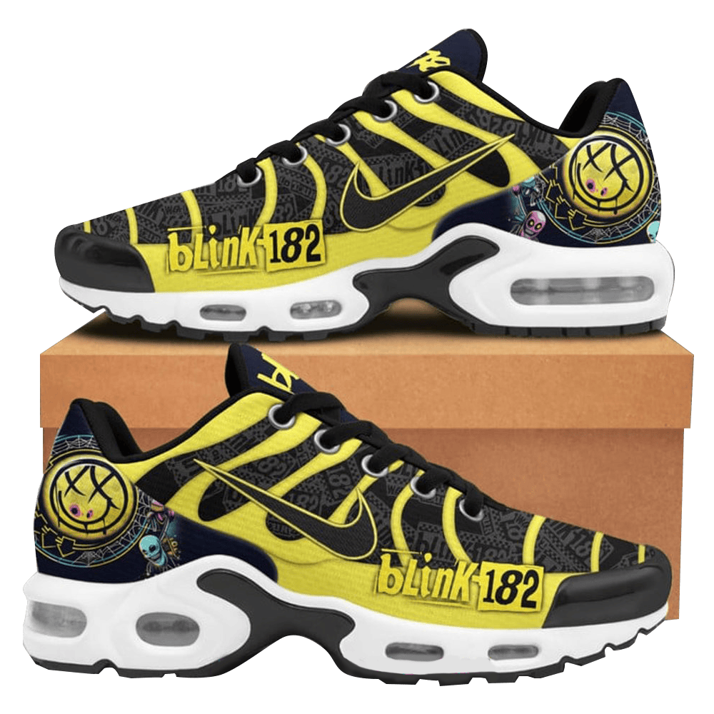 Blink 182 Golden Air Max Plus Shoes Blink 182 Merch Unique Father'sDay Gifts-1
