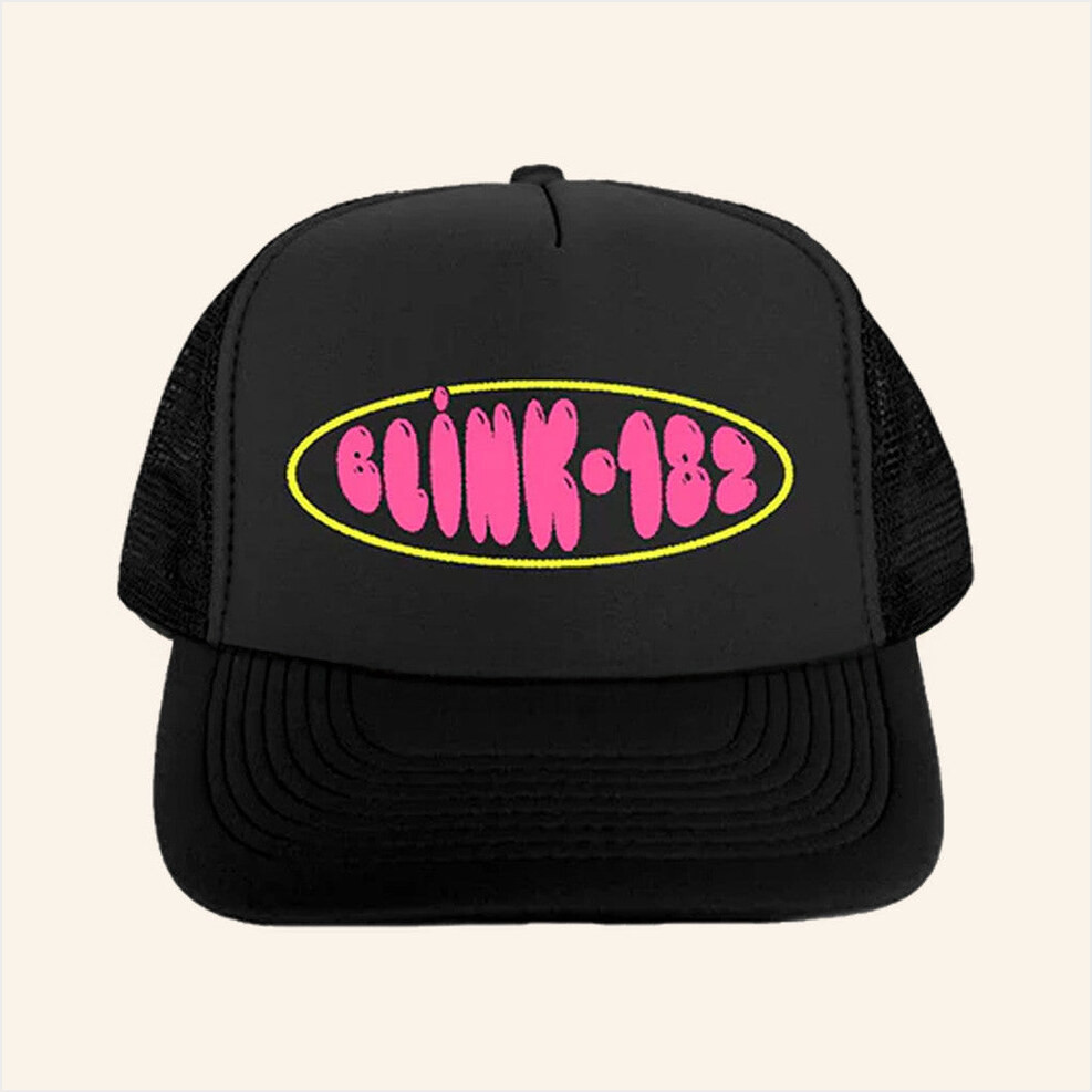 Blink 182 Merch Logo Trucker Hat Presents For Music Lovers Birthday Gifts For Best Friend-1