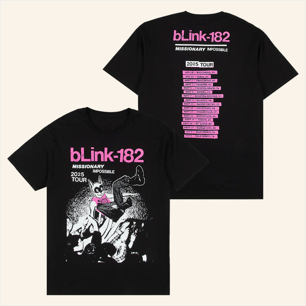 Blink 182 Merch Missionary Impossible Tour Black T-Shirt Gifts For People Who Like Music-1
