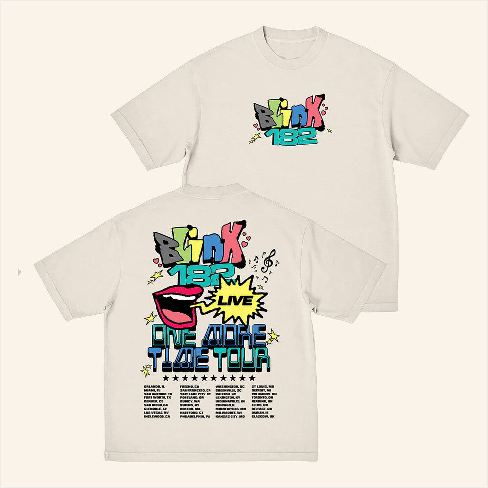 Blink 182 Merch One More Time Tour T-Shirt Music Lover Gifts For Him Birthday Gifts For Fans-1