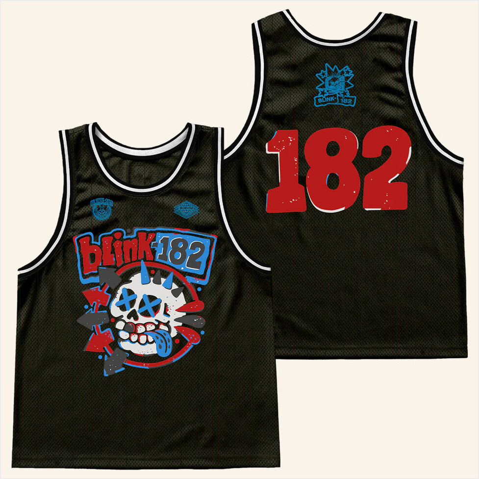 Blink 182 Merch Skull Jersey Music Lover Gift Ideas For Him Birthday Gifts For Fans-1