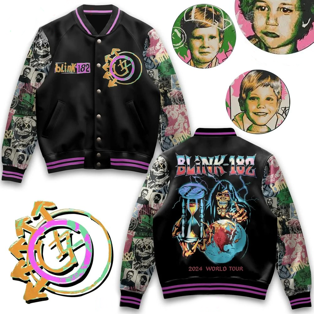 Blink-182 World Tour 2024 Varsity Jacket Blink-182 Merch Unique Father'sDay Gifts-1