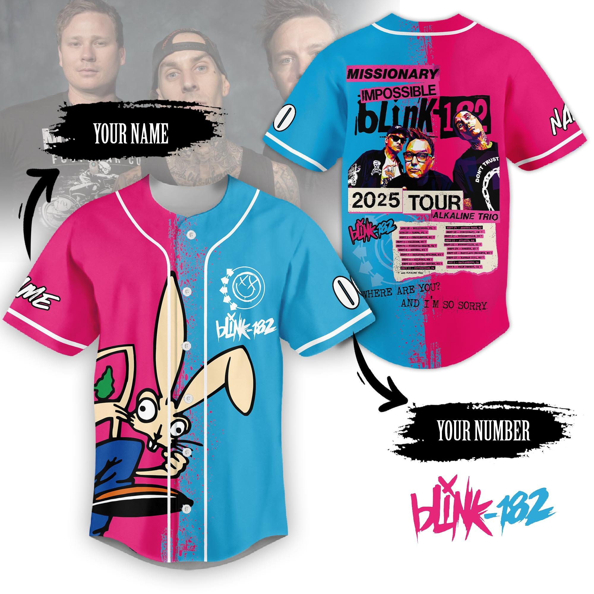 Blink182 Music Personalized Baseball Jersey For Fans-1