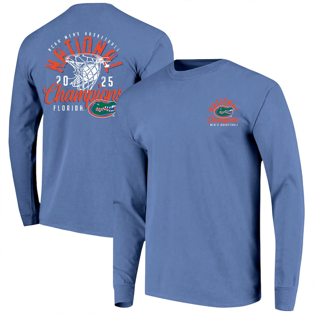 Blue Florida Gators 2025 NCAA Men's Basketball National Champions Long Sleeve Shirt Husband Gifts-1