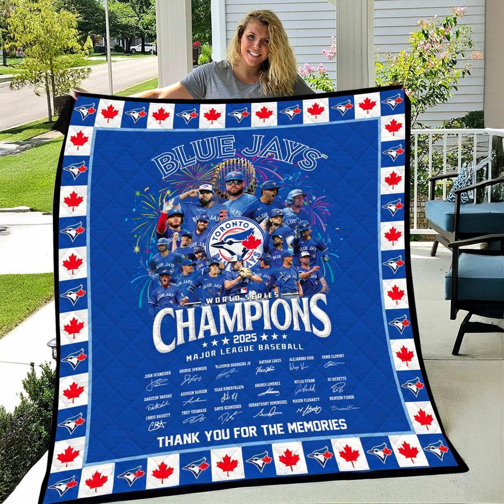 Blue Jays World Series Champions 2025 Quilt Blanket Jays Merch Thank You For The Memories-1 Blue Jays World Series Champions 2025 Quilt Blanket Jays Merch Thank You For The Memories-1